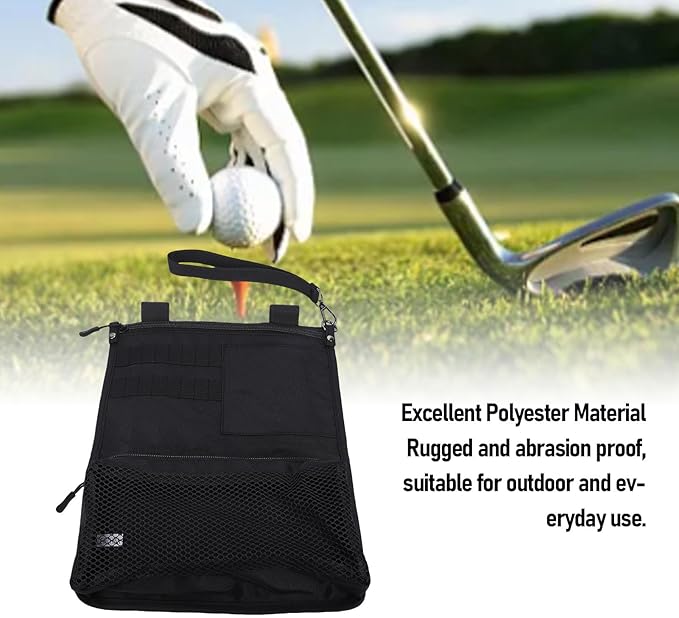 SUNGOOYUE Golf Ball Bag Pouch, Polyester Golf Accessory Organizer with Phone Pocket and Tee Holder, for Balls and Outdoor Sports