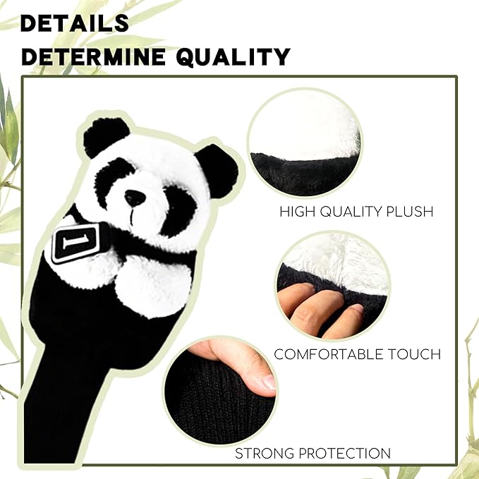 Panda Golf Driver Head Cover - Funny Golf Head Covers for Men & Women, Plush Driver Headcover Fits Most Clubs - Cute Animal Golf Head Covers Protector, for Golfers