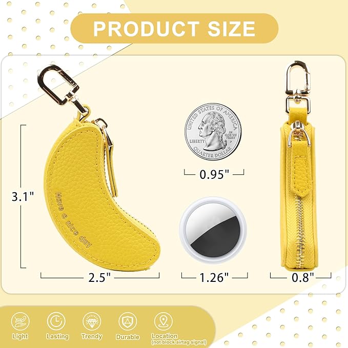 XSUIOY Orange Fruit Coin Purse Keychain Bag Charm, Mini Leather Coin Purse & Pouch Airtag Holder Keychain, Kawaii Bag Charms for Handbag, Tote, Keys, Airtag, Gifts for Girls & Women
