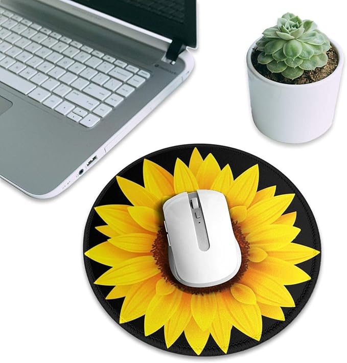 Sunflower Mouse Pad, Flower Mouse Pads for Desk, Stitched Edge Mousepad with Non-Slip Rubber Base, Gaming Mouse Mat for Computer Laptop Home Office