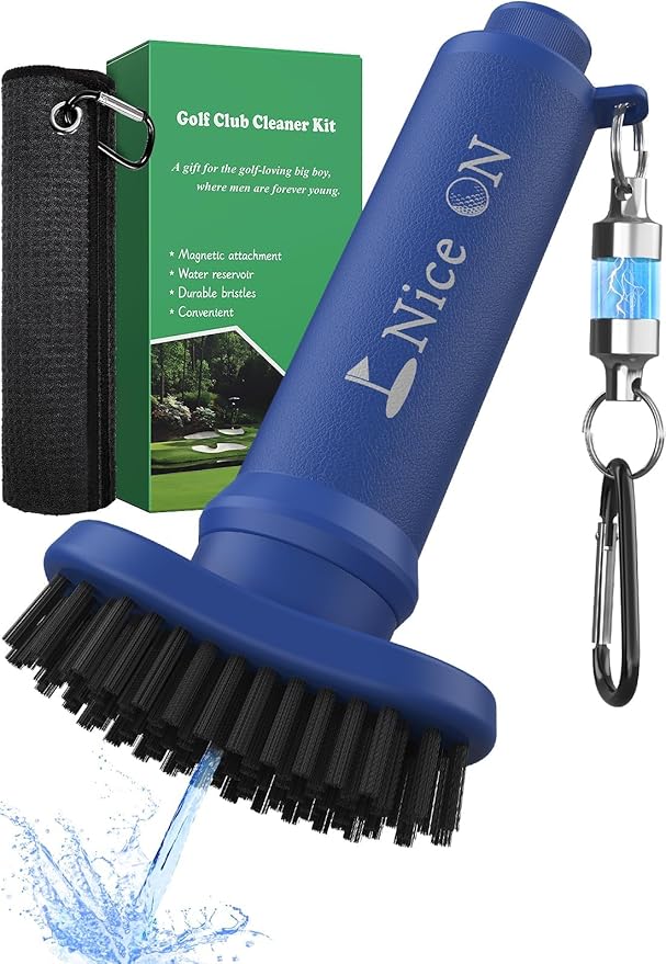 Water Golf Club Cleaner Brush with Towel, Magnetic Golf Club Brush Groove Cleaner, Golf Bag Accessories for Men Gifts