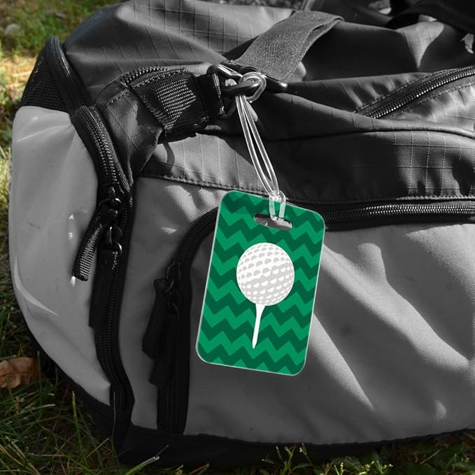 ChalkTalkSPORTS Golf Luggage & Bag Tag | Golf Ball and Tee | Custom Info on Back | Medium | Green