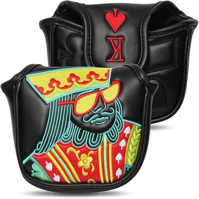 Poker Golf Headcover Golf Club Covers Fairway Wood Cover Headcover with Premium Synthetic Leather Material Embroidery Poker Pattern Fits for All Brand Golf Clubs.
