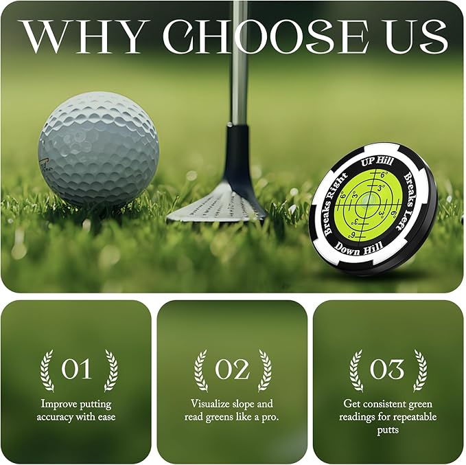 Golf Ball Marker with Bubble Level for Putting Green – Golf Accessories for Men, Putting Alignment Aid & Golf Ball Markers Gifts, Premium Training Tool | SmartLevel Upgrade