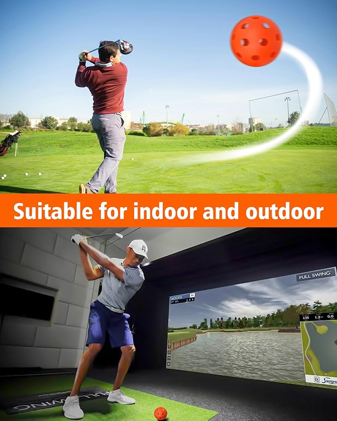 35 Pack Practice Golf Balls Limited Flight Plastic Golf Balls 42mm Practice Golf Balls for Backyard Golf Training Balls for Swing Practice, Airflow Hollow (Multiple Colors)
