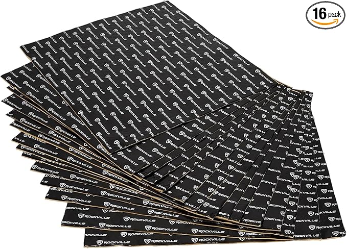 Rockville ROCKMAT 37-15 Sound Deadening Mat, 60 mil Butyl Aluminum Foil Sheets, 37.5 Sq Ft Coverage, Peel and Stick Automotive Soundproofing and Vibration Damping for Doors Floors Trunk