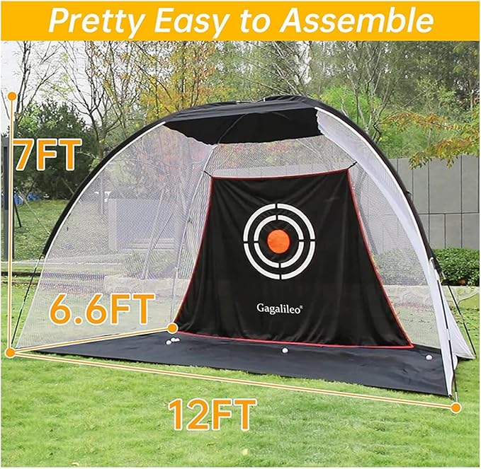 Gagalileo Golf Net: Backyard Practice Hitting Driving Training by Turf Mat Target Real Ball Indoor Outdoor Chipping Swing Gift for Golfers Dad Husband Men
