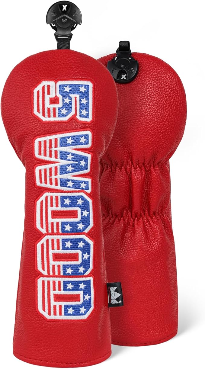Craftsman Golf Headcover Set for Driver 3 5 Fairway Wood Hybrid Golf Club Head Cover, USA Flag Old Glory Design Golf Club Covers,Interchangeable Number Tag Offered