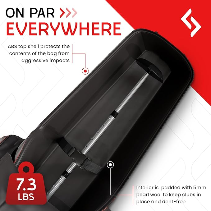 Hard Top Golf Travel Bag for Airlines – Durable Golf Club Case with Wheels, Interior Cushion, TSA Lock & Support Rod – Collapsible Hard Shell Protection