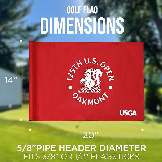Standard Golf Flag U.S.Tour 2025, Tube Insert, 14x20 Inch 420D Nylon Dual-Sided Silk-Screen, Ideal for Practice Putting Green, Driving Range, Course, Club, Red, 1-Pack