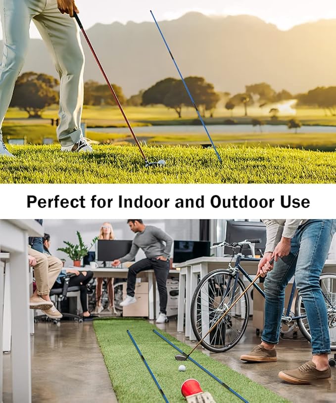 Rhino Valley Golf Alignment Sticks - 48" Collapsible Golf Practice Rods for Aiming, Putting, Full Swing Trainer, Posture Corrector with Clear Tube Case, Golf Training Equipment