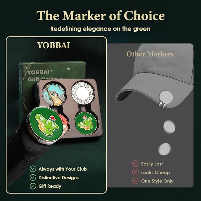 Golf Ball Marker Set with Magnetic Putter Grip Mount Golf Accessories for Men Women, Easy-to-Find Markers for Putting, Funny Golf Gifts, Unique Golf Gadgets for Golfer