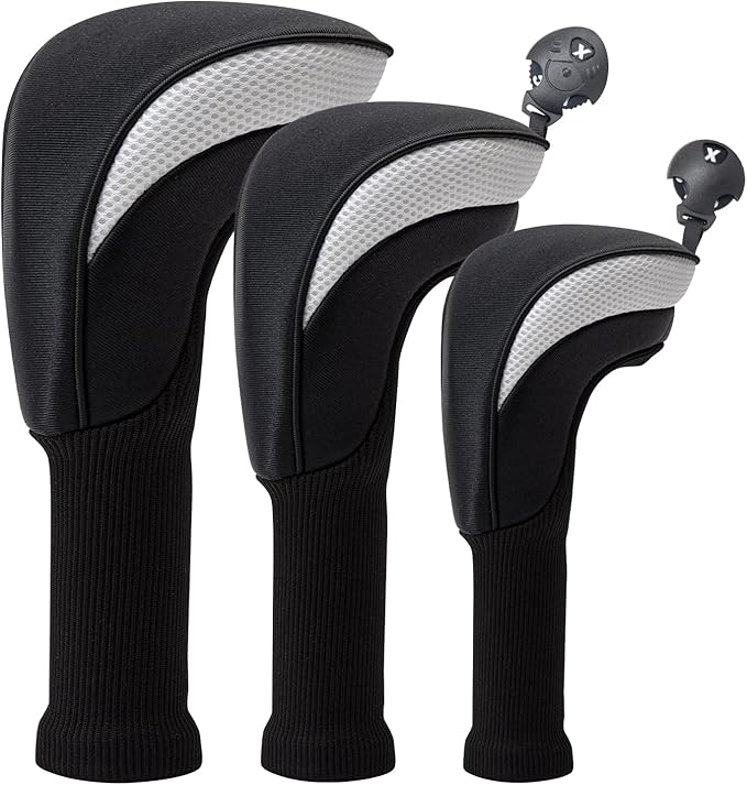 Golf Head Covers for Fairway Woods Driver Hybrids 5 Pieces Nylon Mesh Sports Fan Golf Club Headcovers-Golf Accessories for Men Women.