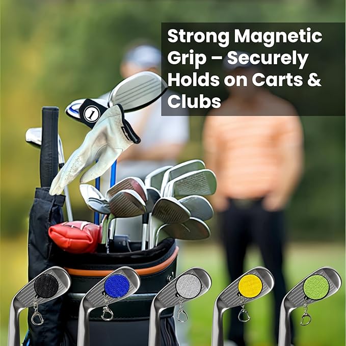 Magnetic Golf Glove Holder Clip – Strong Neodymium Magnet & Grip Pad – Attaches to Golf Cart, Bag or Belt – Keeps Gloves Dry, Fresh & Secure – Hand-Assembled Acrylic Golf Accessory for Men & Women