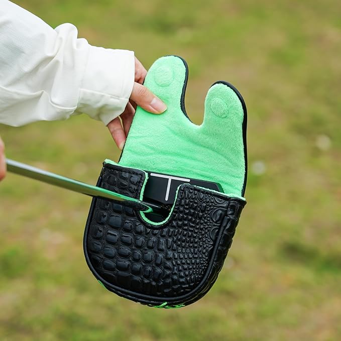 Craftsman Golf DF3 Putter Cover Golf Headcover Center Shaft Birdie Design OZ1 Headcover Mallet Putter Cover with Magnetic Closure for Driver Mid Mallet Putter Heel Shafted