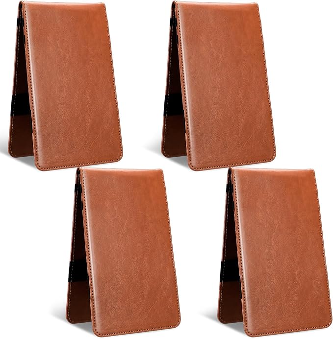 Honoson 4 Pcs Golf Scorecard Holder PU Leather Golf Yardage Book Cover Scorecard Book Score Holder Protector Gift Accessories, 4.3 x 7 Inches