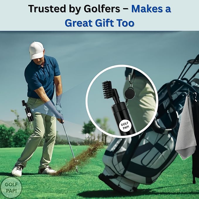 Golf Club Cleaner Brush Kit – Golf Club Cleaning Accessories Include Spray Bottles, Towels, Brush Covers & Retractable Clips – Must-Have Golf Gifts for Clean Shots (1 & 2 Pack)