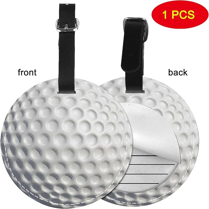 Golf Ball Luggage Tags for Suitcases, Pu Leather Baggage Tags Identifiers for Travel, Name Id Label for Baggage Bag Women Men
