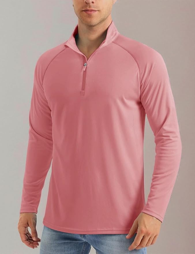 MAGCOMSEN Men's Long Sleeve Sun Shirts UPF 50+ Tees 1/4 Zip Up Fishing Running Rash Guard T-Shirts Outdoor Shirt