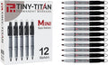 Tiny-Titan Mini Markers, Keychain Clip, Golf Ball Marker, Clip On Nurse's Badge - BLACK Ink - Fine Point - 12 Pens Per Box