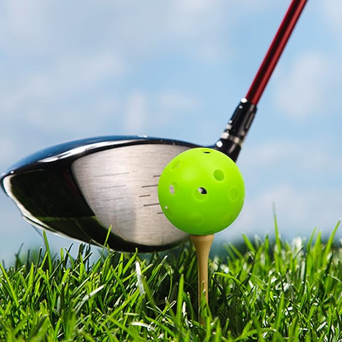 Plastic Golf Balls Practice Limited Flight Golf Training Ball Hollow Swing Practice Indoor Golf Balls with Mesh Drawstring Bag for Backyard Driving Range or Outdoor