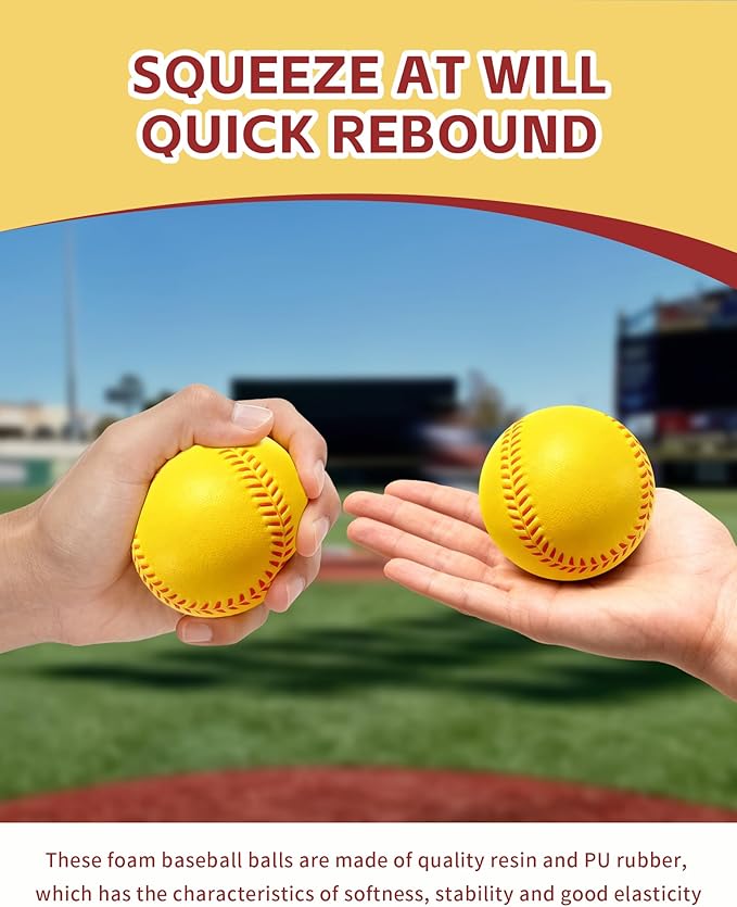 Tarutaru 20 Pack Foam Balls for Baseballs & Softballs - Soft Practice Baseballs for Hitting, Pitching, Batting Training, Indoor & Outdoor Sport Diameter 2.83in