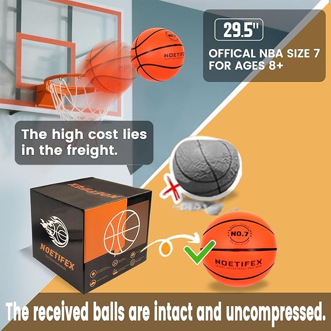 Upgraded 580g Weighted Silent Basketball, High-Density Quiet Indoor Training Ball with Gift Box, Real Bounce Soft Material, Ideal for Home & Apartment Dribbling Practice