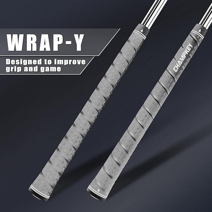 CHAMPKEY WRAP-Y Rubber Golf Grips 13 Pack Come with All Repair Kits - High Feedback and Traction Golf Club Grips