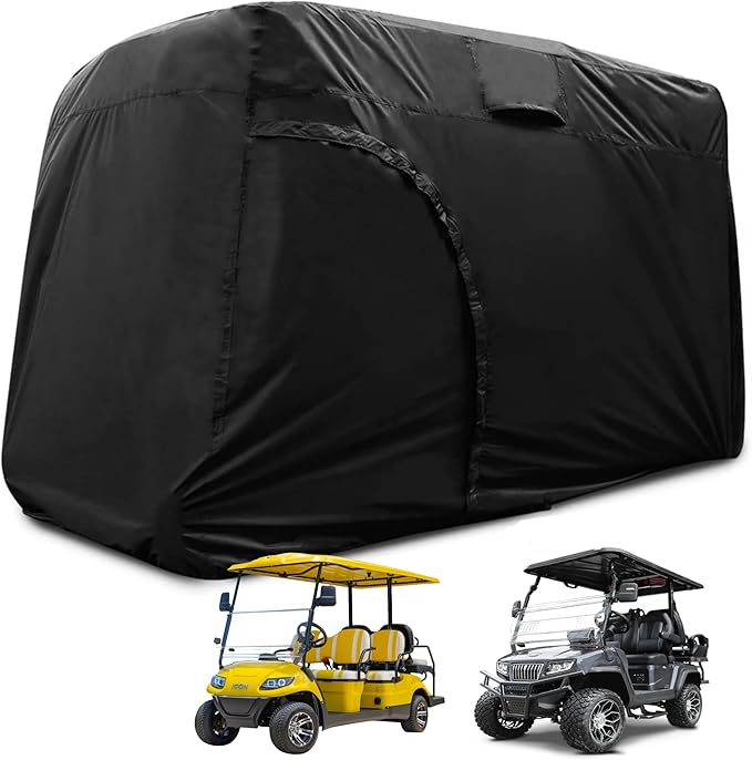 Golf Cart Cover 2/4/6 Passenger, Waterproof Golf Cart Rain Covers, Heavy-Duty All Weather Protection Cover for EZ GO Yamaha Club Car Enclosure Accessories