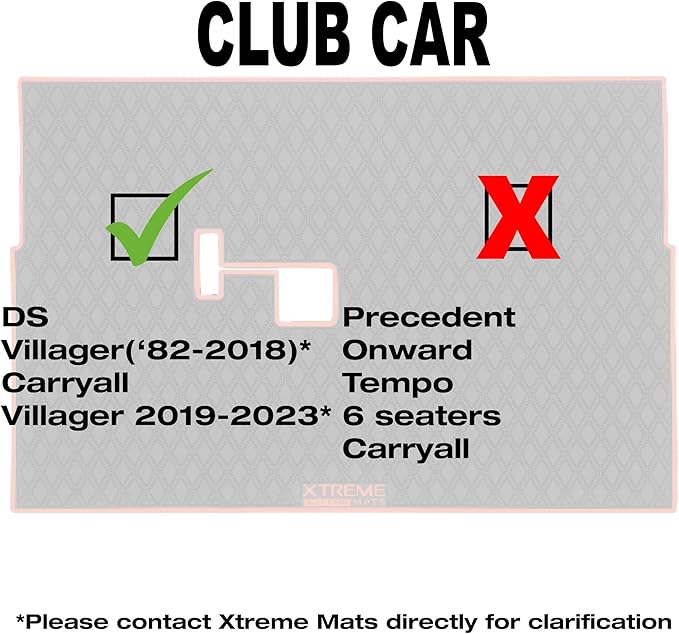 Xtreme Mats Club Car Compatible Golf Cart Mat, Full Coverage Rubber Floor Liner - Fits Club Car DS (1982-2013) and Villager (1982-2018) - All Black