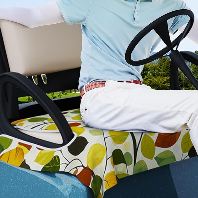 AQQA Golf Cart Seat Covers, Tropical Palm Leaf-Boho-Marble Microfiber Golf Cart Seat Blanket, Golf Blanket, Golf Accessories, Golf Cart Seat Towel Fits All 2-Seat Golf Carts, 55"x 32"