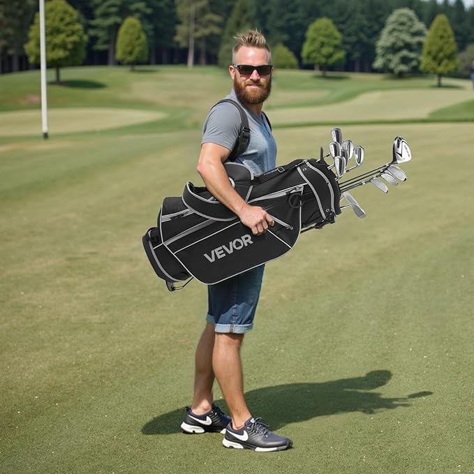 VEVOR Golf Club Set, 12 Pieces Golf Club Complete Set Right Handed with 460CC #1 Driver, #3 & 5 Fairway Wood, #4 Hybrid, #5/#6/#7/#8/#9/#PW/#SW Irons, L-Shaped Putter, Golf Stand Bag