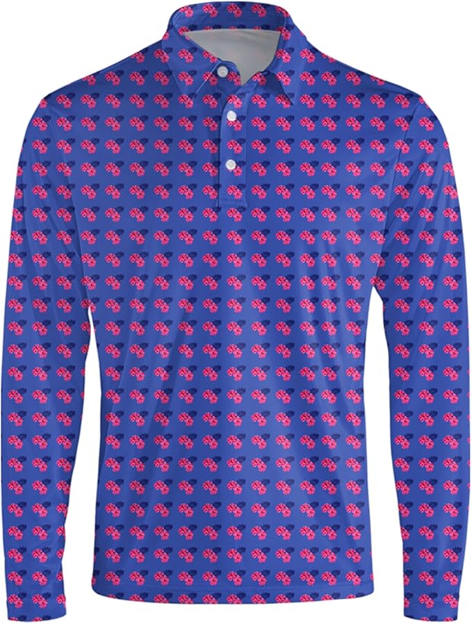 Men's Long Sleeve Golf Shirt Quick Dry 3 Button Work Fishing Outdoor Casual Collar Shirt