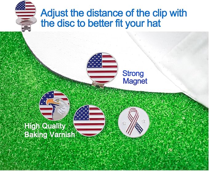 8 Pack Golf Ball Markers with Magnetic Hat Clips Value Sets - Removable Attaches Easily to Golf Cap Premium Gifts，Golf Ball Markers with Hat Clips Sets for Men Women Golfer