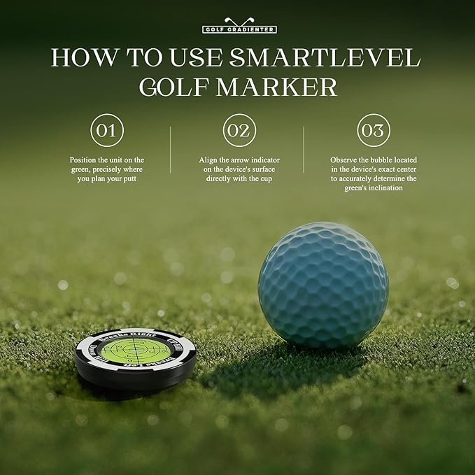 Golf Ball Marker with Bubble Level for Putting Green – Golf Accessories for Men, Putting Alignment Aid & Golf Ball Markers Gifts, Premium Training Tool | SmartLevel Upgrade