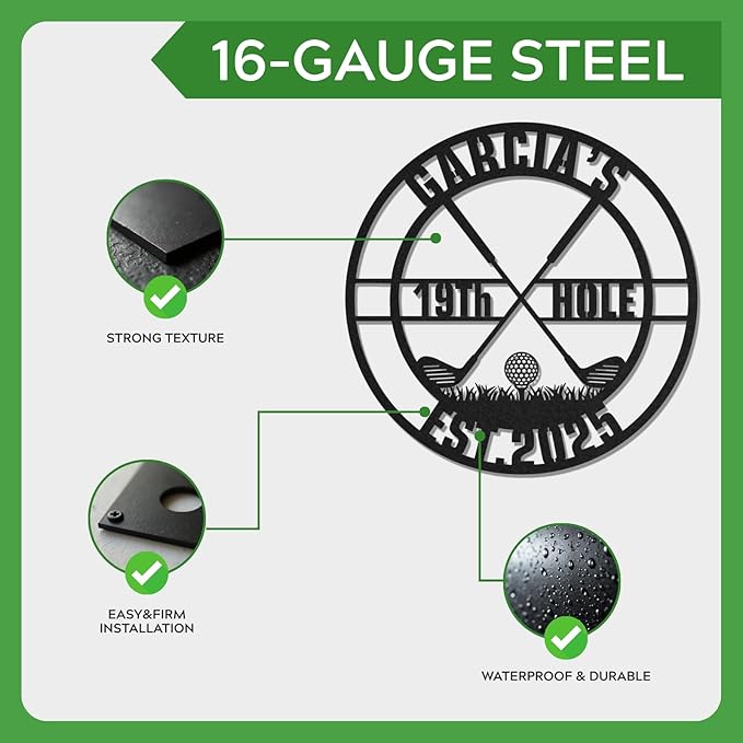 Personalized Golf Metal Wall Art, Vintage Golf Wall Decor, Custom Signs Outdoor Metal, 19th Hole Home Decor for Man Cave Garage Bar Club, Personalized Gifts for Men Dad Father