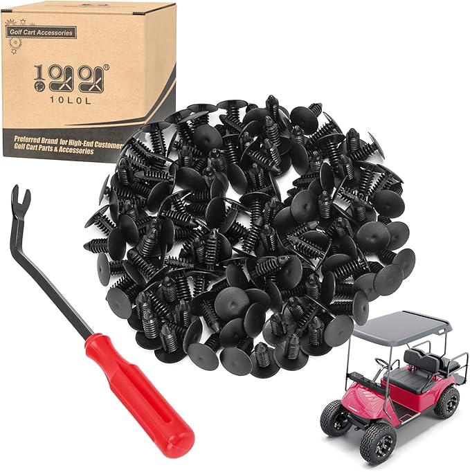 10L0L Universal Plastic Rivets for EZGO Club Car Yamaha Golf Cart, Auto Body Fastener Push Pin Screw Panel Fixings Clips Black