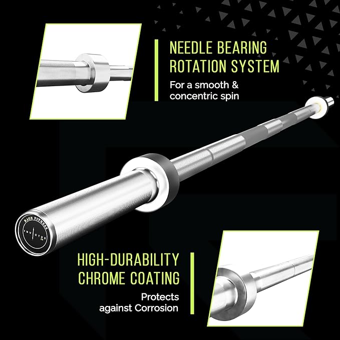 Rage Fitness Olympic Training Barbell – 6FT 15LB (300LB Capacity) OR 7FT 45LB (1500LB Capacity) – Home & Commercial Gym Weightlifting Bar for Squats, Deadlifts, Bench Press & Strength Training