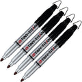 Tiny-Titan Mini Markers, Permanent Ink, Keychain Clip, Greart For Marking Golf Balls, Clip On Nurse's Badge, Works On Plastic, Wood, Metal & Glass - Fine Point - BLACK Ink - 4 Pen Pack