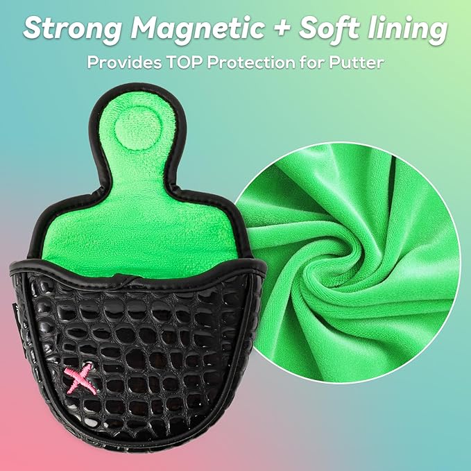 Craftsman Golf DF3 Putter Cover Golf Headcover Center Shaft Birdie Design OZ1 Headcover Mallet Putter Cover with Magnetic Closure for Driver Mid Mallet Putter Heel Shafted