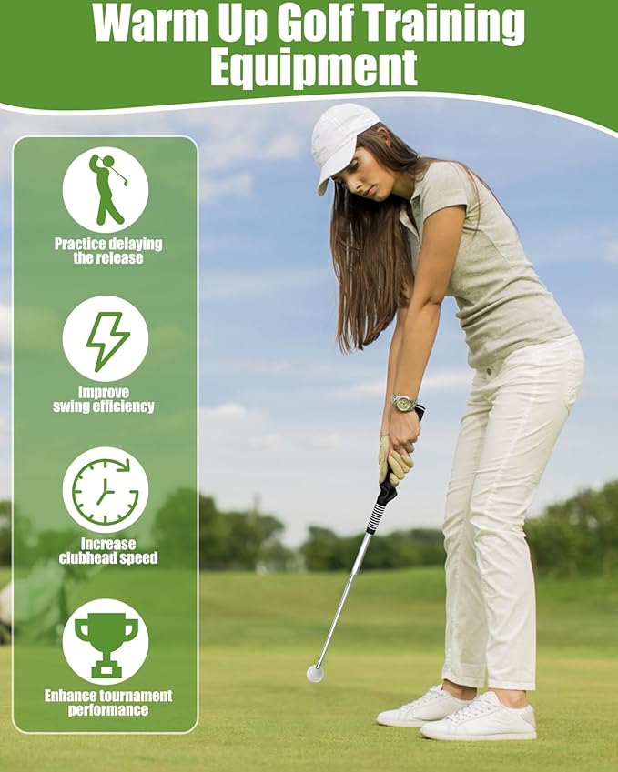Retractable Golf Swing Training Aid, Golf Grip Trainer for Strength & Tempo Training for Chipping Hitting, Warm Up Golf Training Equipment & Golf Accessories