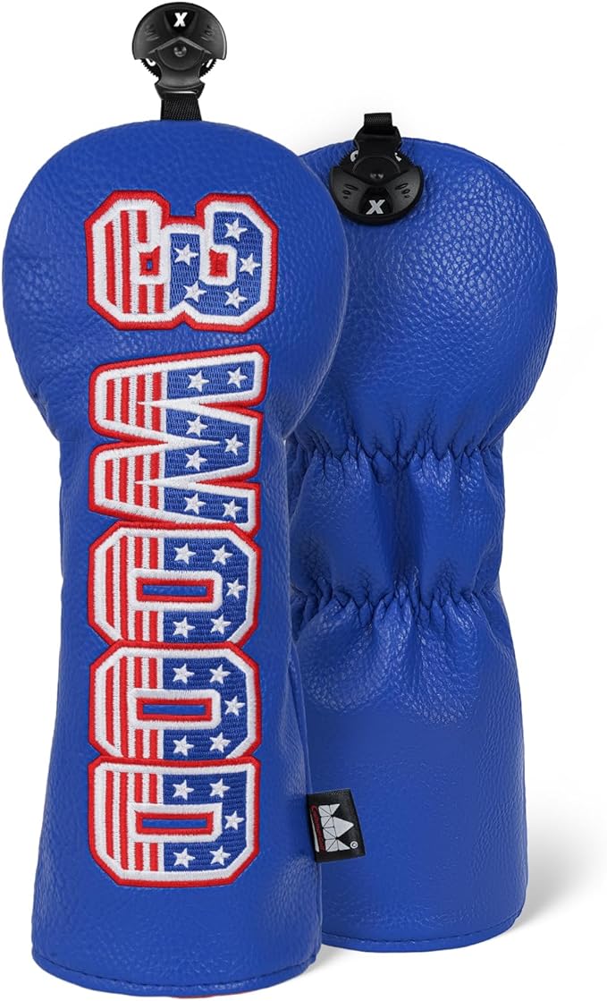 Craftsman Golf Headcover Set for Driver 3 5 Fairway Wood Hybrid Golf Club Head Cover, USA Flag Old Glory Design Golf Club Covers,Interchangeable Number Tag Offered