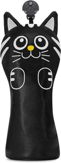 Golf Kitty Head Cover Golf Club White Leather Headcovers 1pc/4pcs Set Fits Driver Fairway Wood Hybrid Utility Putter Iron Wedge Headcover.