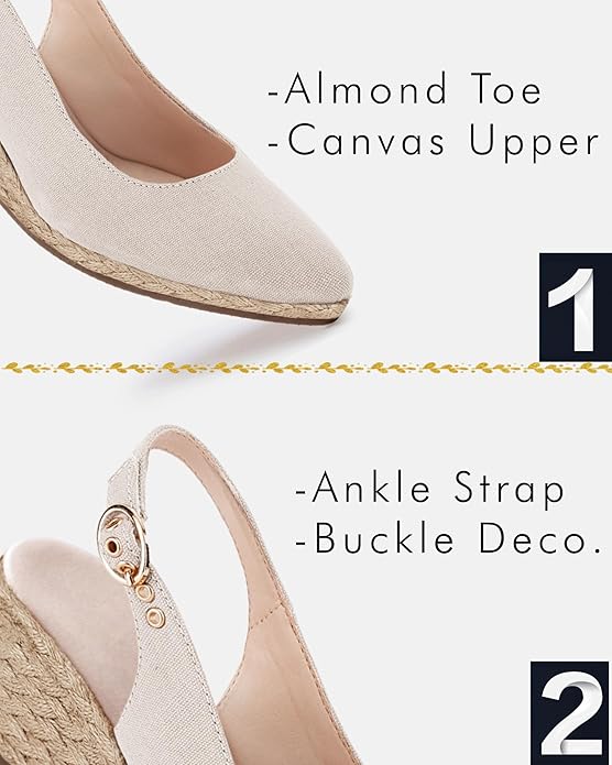 Juliet Holy Womens Wedge Sandals Espadrilles Closed Toe Slingback Buckle Strap Comfortable Casual Summer Wedges Shoes