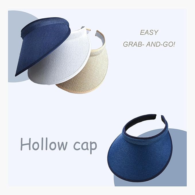 Cloth Covered Slip-On Visor for Women, Adjustable Cap Sports Sun Visors for Men