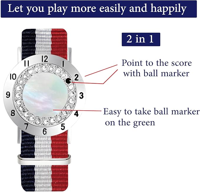 Golf Ball Marker with Golf Stroke Counter Bracelet, Pearl Crystal Ball Marker, Golf Accessories, Golf Gifts, Golf Counters for Women