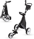 PRECISE Cruiser 3-Wheel Golf Push Cart with Stabilizer Rods & Foot Brake – Lightweight Folding Golf Trolley with Ergonomic Handle, Detachable Storage Bag & Scorecard Holder