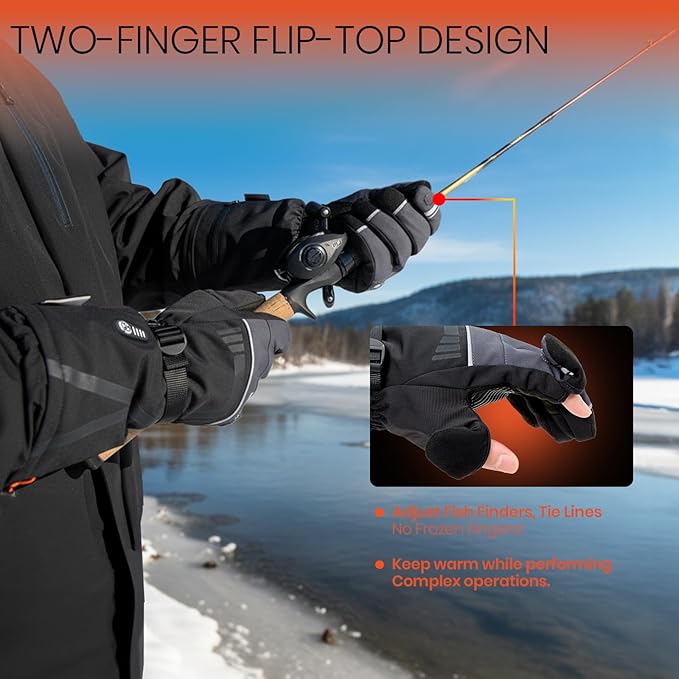Heated Gloves for Men Women, 7.4V Battery Rechargeable with 2.5-Hour Fast Charging, Waterproof Electric Heated Ski Glove for Work, Fishing, Hunting, Motorcycle, Skiing