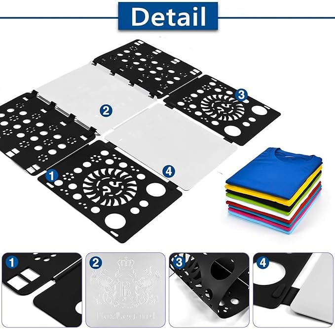 BoxLegend Version 3 Shirt Folding Board T Shirt Clothes Folder Durable Plastic Laundry Folders Folding Boards Helper Tool for Adults and Children (Black&White)