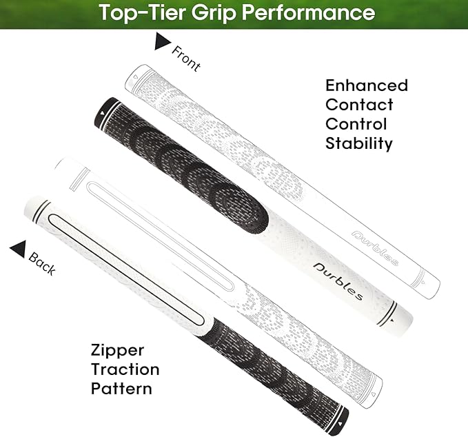 Golf Grips with Regripping Kit – All Weather Multi-Compound Golf Club Grips for Men & Women – Corded Rubber Grip Set – Standard & Midsize Wood and Iron Grip Kit – All Level Golfing Accessories